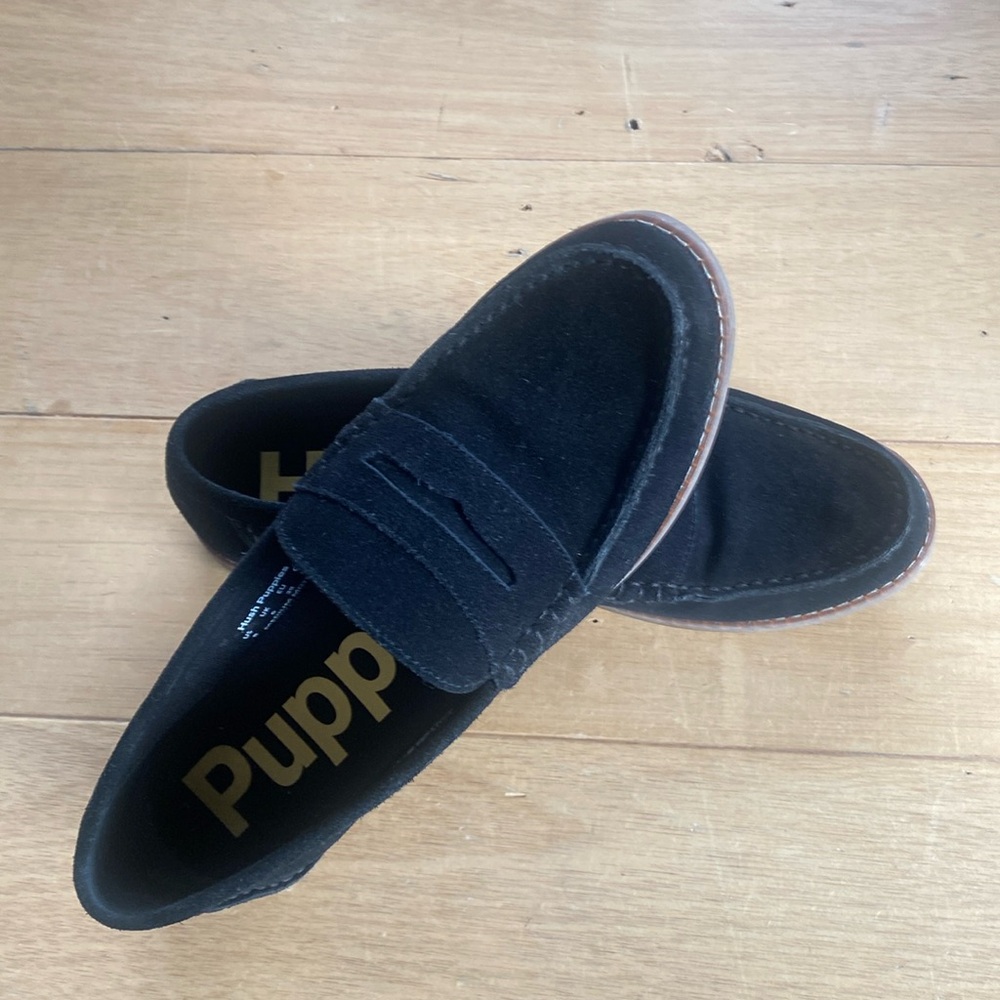 Black suede loafers